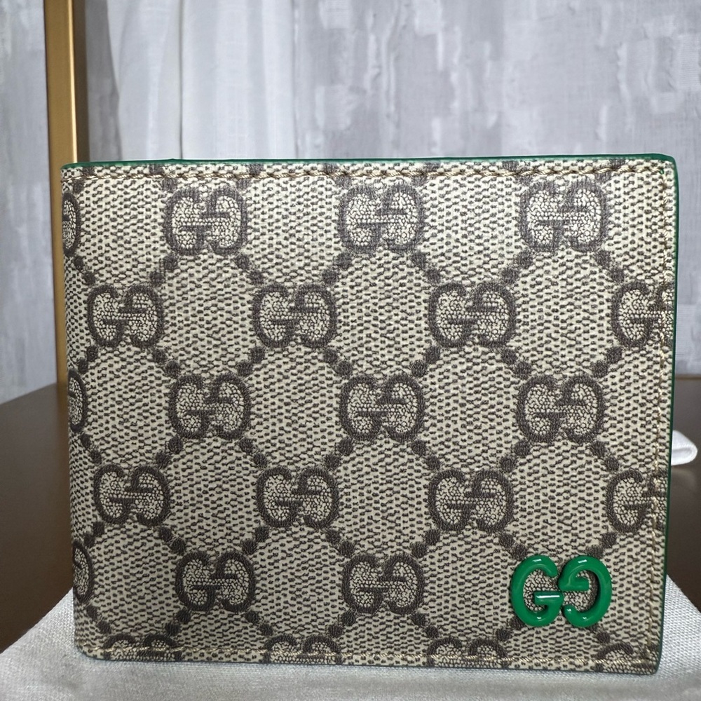 Gucci Tan and Brown GG Canvas Wallet